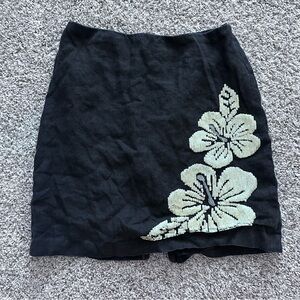 Vintage style Y2K Hawaiian flower sequin black skirt